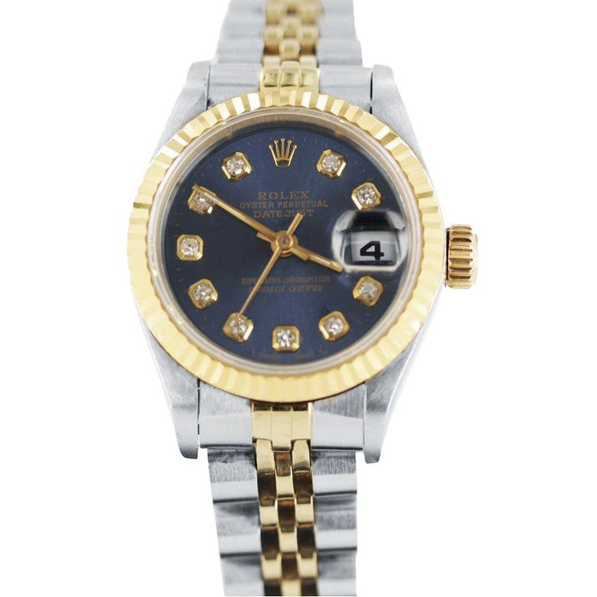 Datejust Rolex Blue Diamond Dial Ladies Watch Ss & Gold Jubilee