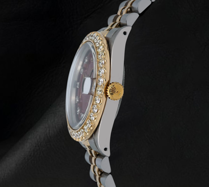 Datejust Rolex Diamond Bezel 16013 Red Diamond Dial 36mm Two Tone Watch