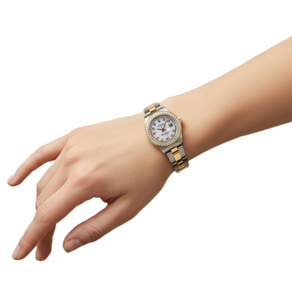 Datejust Rolex Ladies Watch Two Tone Oyster Bracelet Diamond Dial P5