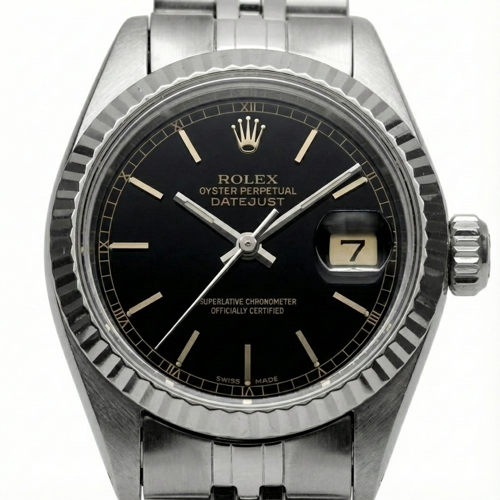 Datejust Stick Dial Fluted Bezel Watch Rolex Ss Jubilee