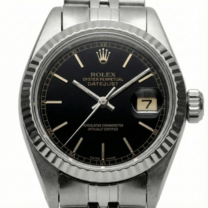Datejust Stick Dial Fluted Bezel Watch Rolex Ss Jubilee