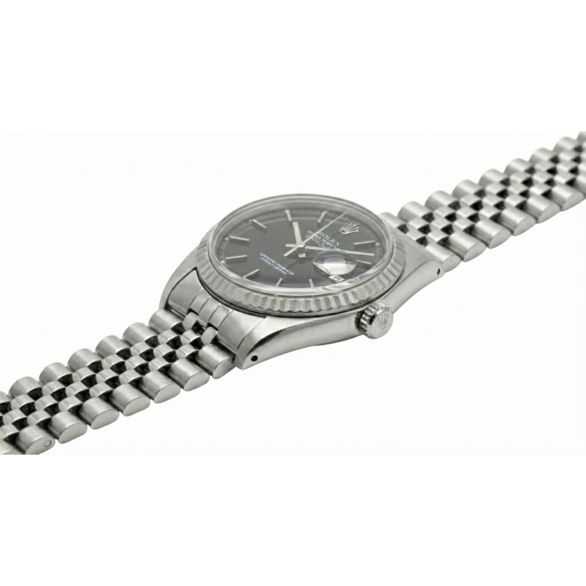 Datejust Stick Dial Fluted Bezel Watch Rolex Ss Jubilee