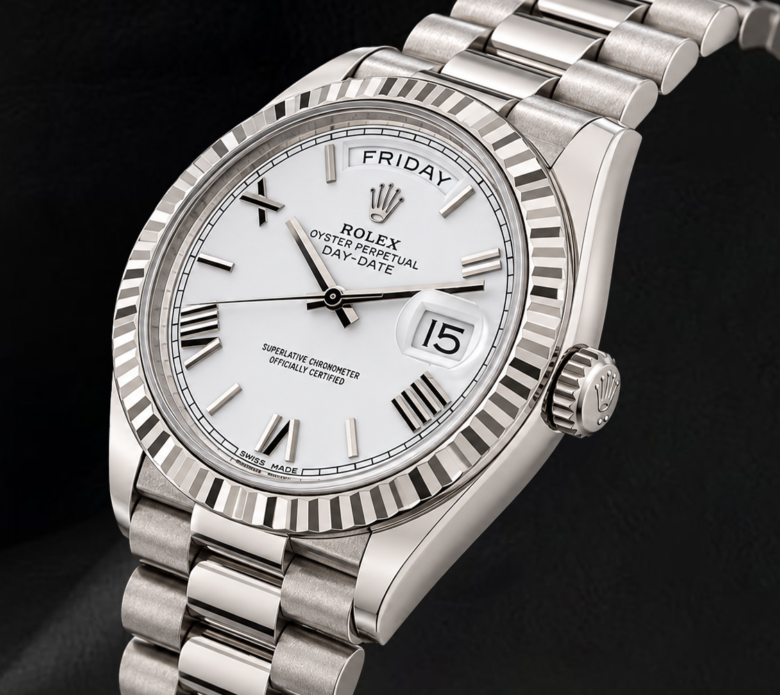 Rolex Day Date 228239 40mm White Roman Dial White Gold 18K watch