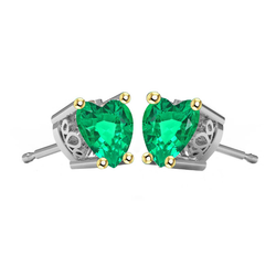 Decorative Heart Shape Green Emerald Earrings Women Studs