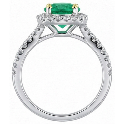 Natural Real ( Not Lab Grown ) Designer Halo Green Emerald GIA Ring