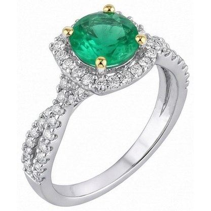 Natural Real ( Not Lab Grown ) Designer Halo Green Emerald GIA Ring