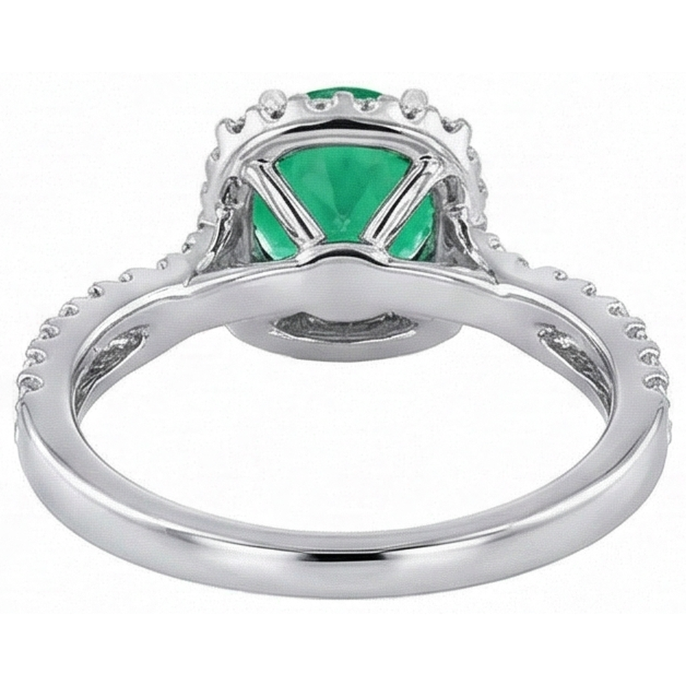 Natural Real ( Not Lab Grown ) Designer Halo Green Emerald GIA Ring