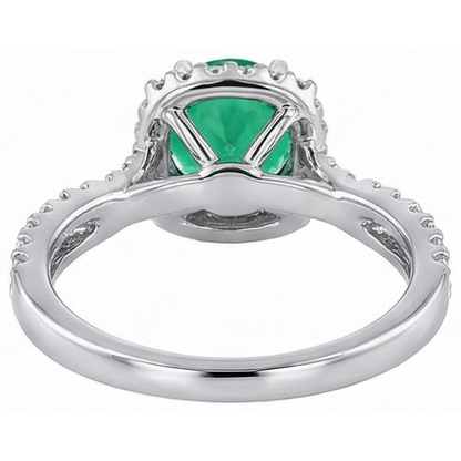 Natural Real ( Not Lab Grown ) Designer Halo Green Emerald GIA Ring