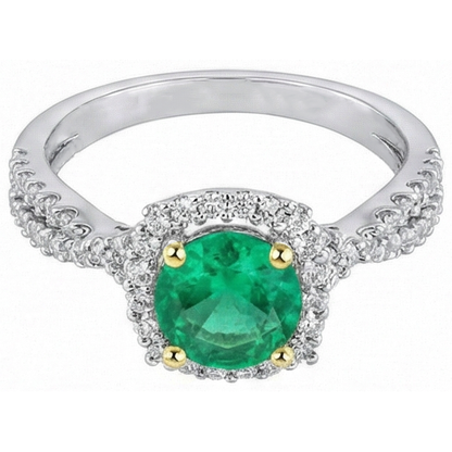 Natural Real ( Not Lab Grown ) Designer Halo Green Emerald GIA Ring
