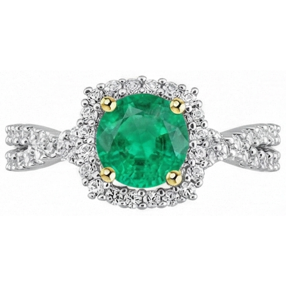 Natural Real ( Not Lab Grown ) Designer Halo Green Emerald GIA Ring