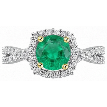 Natural Real ( Not Lab Grown ) Designer Halo Green Emerald GIA Ring
