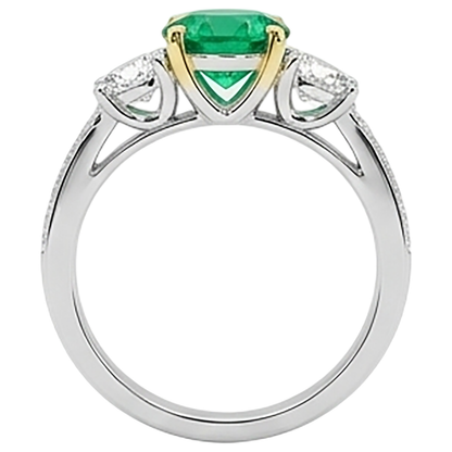 natural round emerald 2.50ct ring profile view