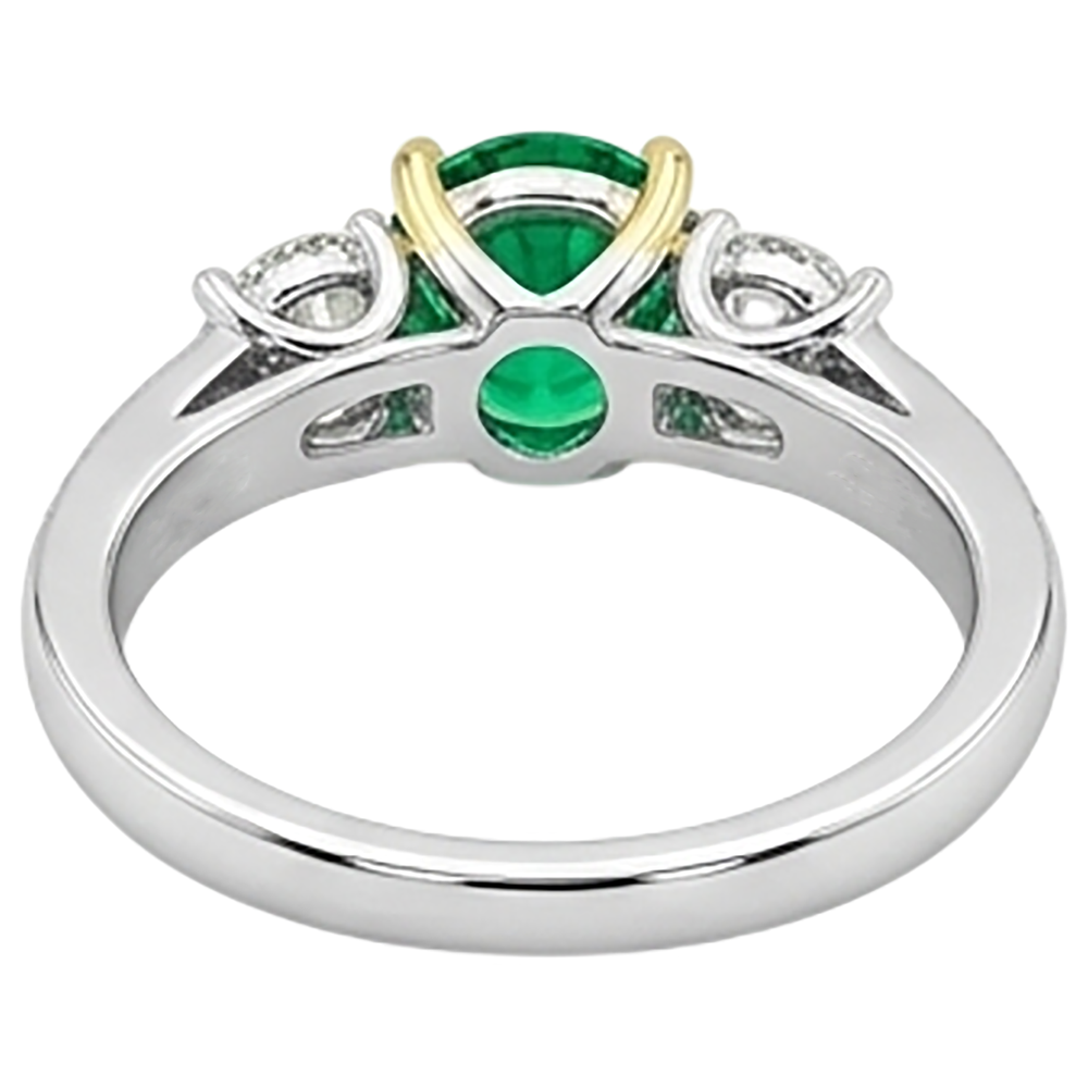 natural round emerald 2.50ct ring with diamond accents