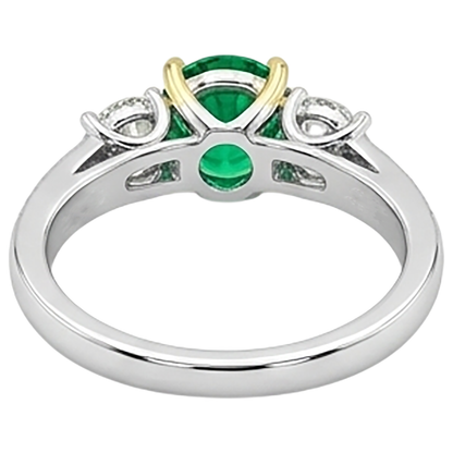 natural round emerald 2.50ct ring with diamond accents