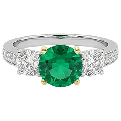 natural round emerald 2.50ct ring side angle