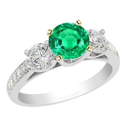 Natural Emerald Ring 2.50ct - Two Tone 14K Gold