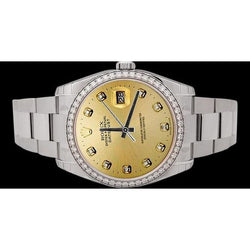 Dial Diamond Bezel Rolex Date Just Watch Man Ss QUICK SET