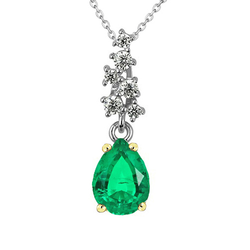 Diamond Necklace Green Emerald Pendant Women’s Jewelry