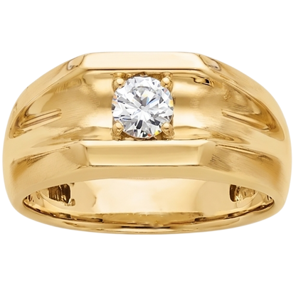 Diamond Solitaire Engagement Men's Ring 0.50 Carats Yellow Gold 10K
