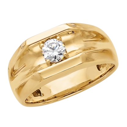 Diamond Solitaire Engagement Men's Ring 0.50 Carats Yellow Gold 10K