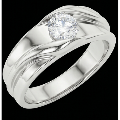Diamond Solitaire Mens Wedding Band Round Cut