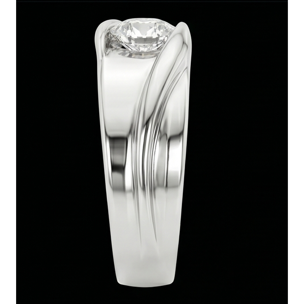 Diamond Solitaire Mens Wedding Band Round Cut