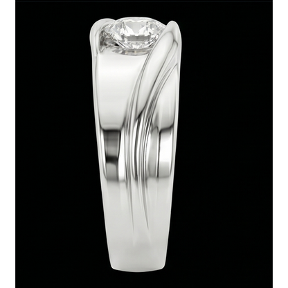 Diamond Solitaire Mens Wedding Band Round Cut