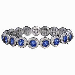 Diamond Tennis Bracelet Ceylon Blue Sapphire Jewelry