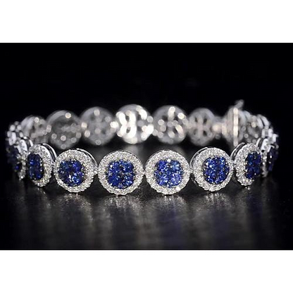 Diamond Tennis Bracelet Ceylon Blue Sapphire Jewelry