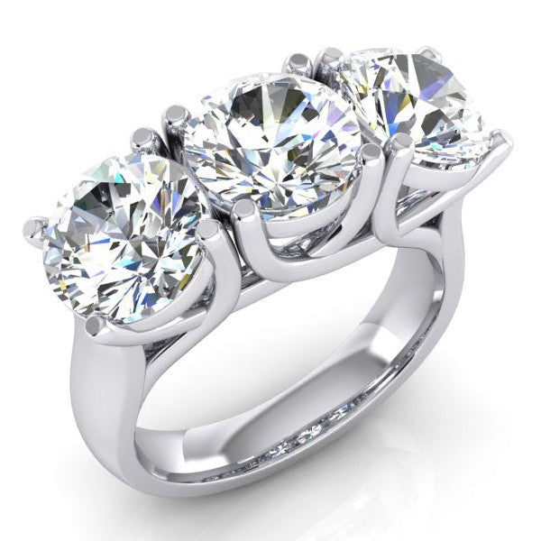 Diamond Band Genuine 3 Stone Gold White