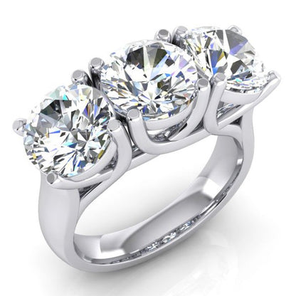 Diamond Band Genuine 3 Stone Gold White