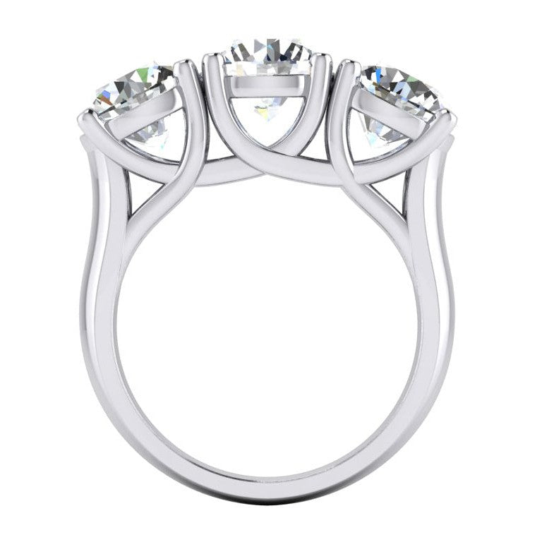 Diamond Band Genuine 3 Stone Gold White