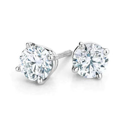 Earth Mined Diamond Lady Studs Earring 4 Carats White Gold 14K