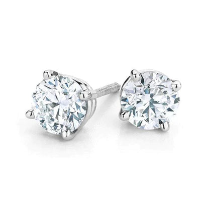 natural round diamond 4ct earring front view