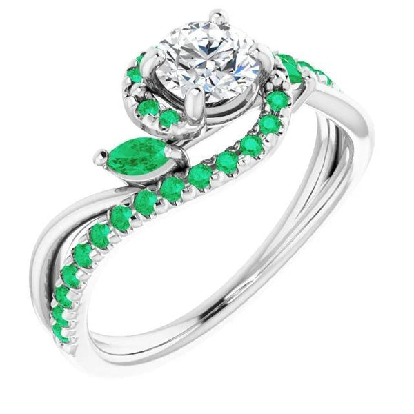 Diamond Ring 1.65 Carats Emeralds Jewelry New