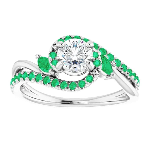 Diamond Ring 1.65 Carats Emeralds Jewelry New