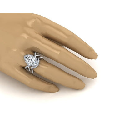 Diamond Ring 7 Carats Marquise Split Shank Halo White Gold Jewelry