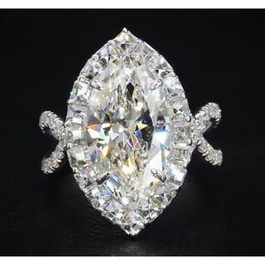 Diamond Ring 7 Carats Marquise Split Shank Halo White Gold Jewelry