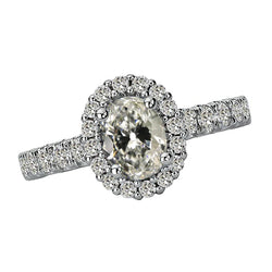 Diamond Round & Oval Old Mine Cut Halo Ring Jewelry 5 Carats