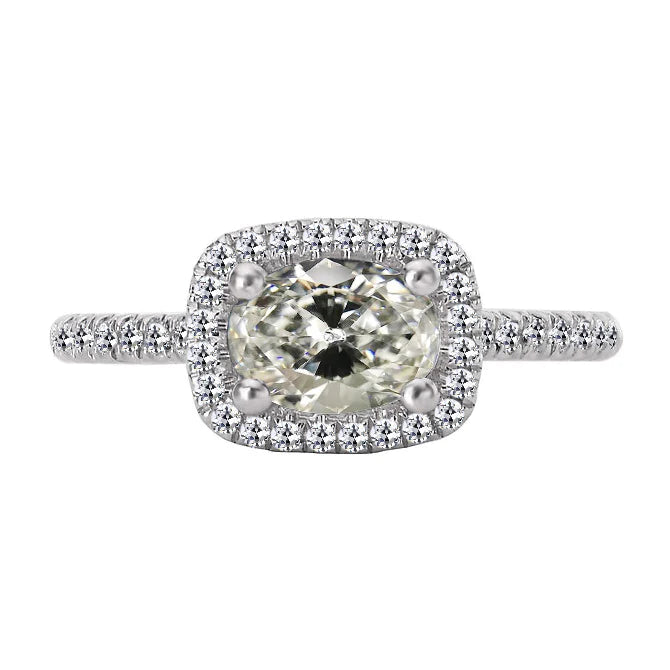 Diamond Round & Oval Old Miner Halo Ring 4.50 Carats Gold Jewelry