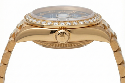 Diamond Bezel Blue Roman Dial Rolex Yg President Style Watch Dj