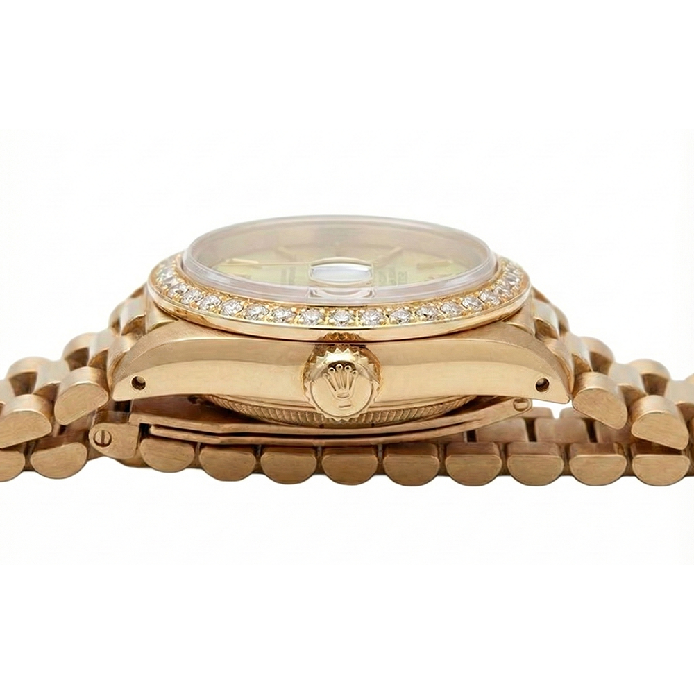 Diamond Bezel Champagne Stick Dial Rolex Watch Dj Presidential