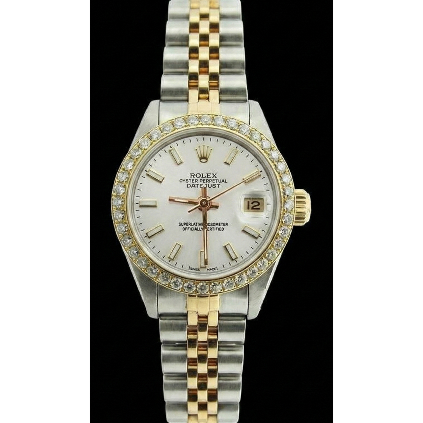 Diamond Bezel Lady Rolex Datejust Watch Two Tone Jubilee Bracelet