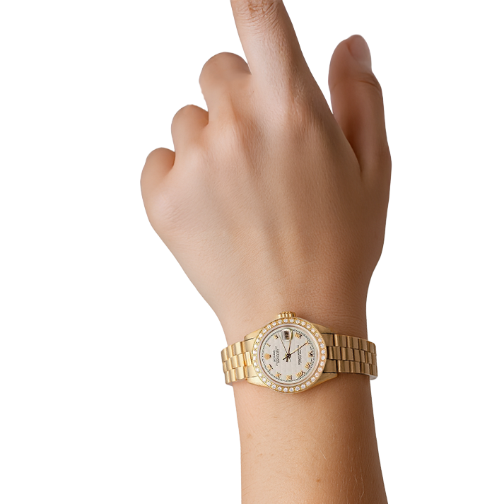 Diamond Bezel Pyramid Roman Dial Rolex Dj Watch President Style Yg