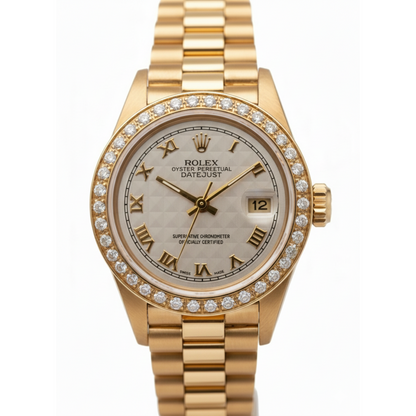 Diamond Bezel Pyramid Roman Dial Rolex Dj Watch President Style Yg