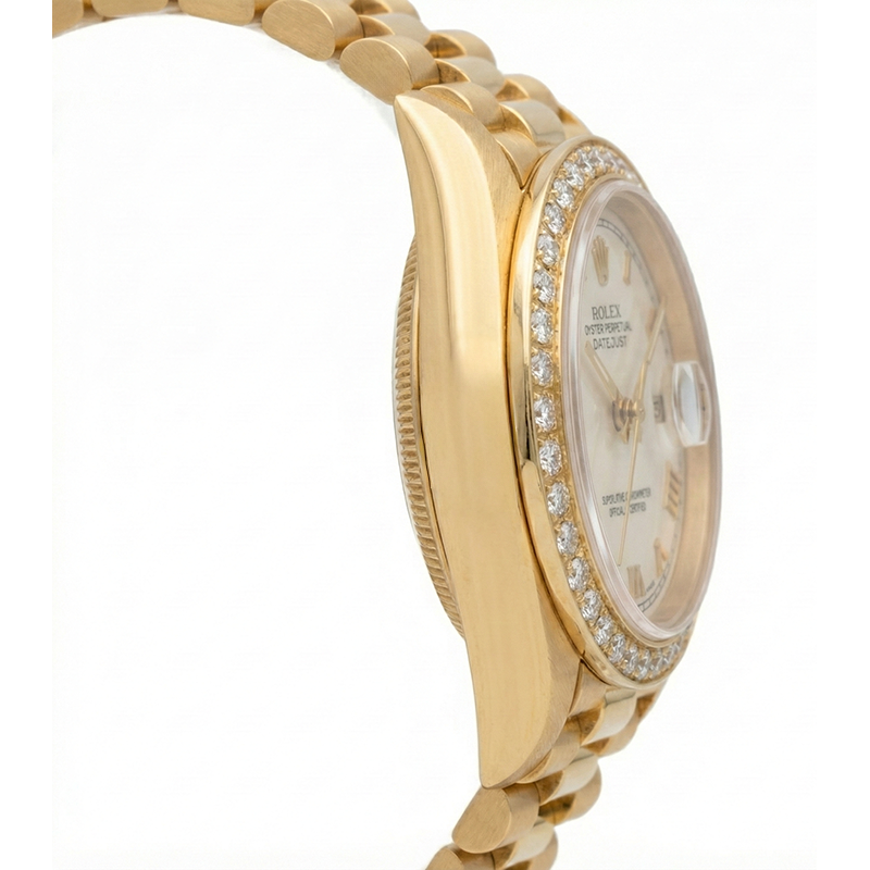 Diamond Bezel Pyramid Roman Dial Rolex Dj Watch President Style Yg