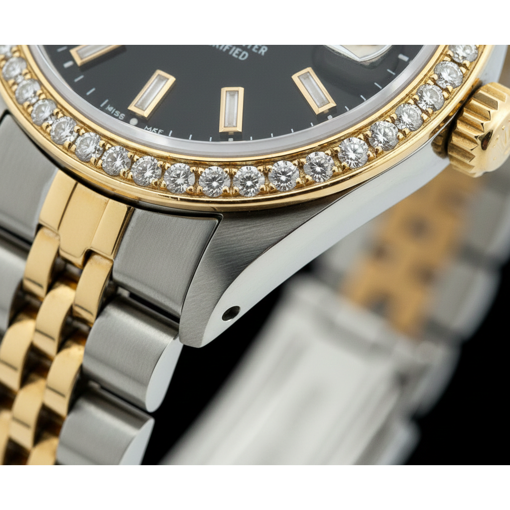 Diamond Bezel Rolex Datejust Lady Watch Dial Jubilee Ss & Gold
