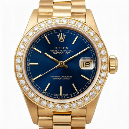 Diamond Bezel Rolex Datejust Watch Lady Presidential Style Gold