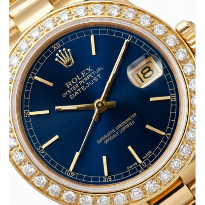 Diamond Bezel Rolex Datejust Watch Lady Presidential Style Gold
