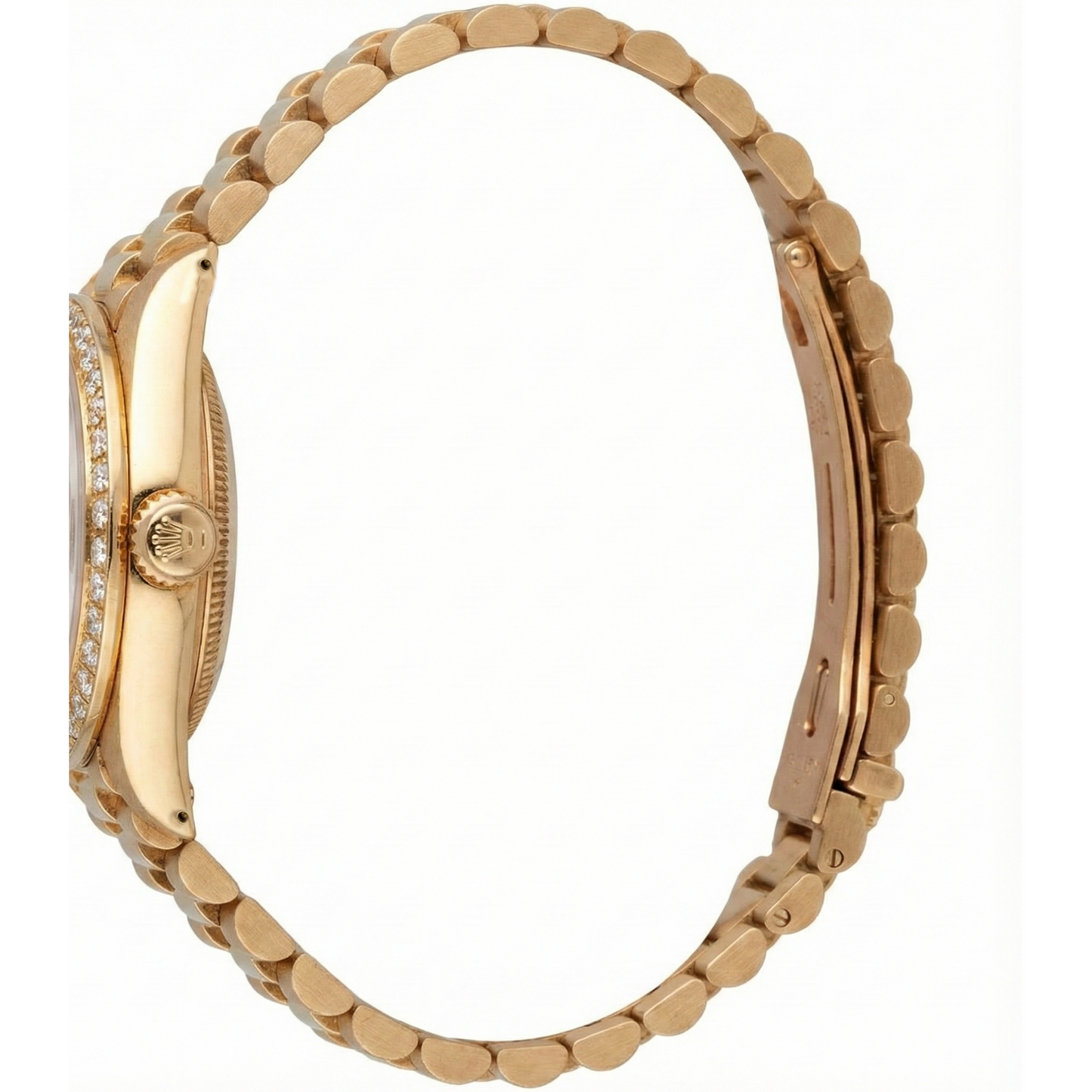 Diamond Bezel Rolex Datejust Watch Lady Presidential Style Gold